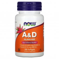 Витамины А и D, Vitamins A&D, Now Foods, 100 гелевых капсул Витамины А и D, Vitamins A&D, Now Foods, 100 гелевых капсул