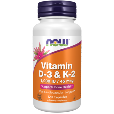 Витамин D3 и К2, Vitamin D-3 & K-2, Now Foods, 120 капсул Витамин D3 и К2, Vitamin D-3 & K-2, Now Foods, 120 капсул