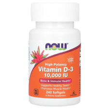 Витамин D-3, Vitamin D-3, Now Foods, высокоэффективный, 250 мкг (10000 МЕ), 240 гелевых капсул Витамин D-3, Vitamin D-3, Now Foods, высокоэффективный, 250 мкг (10000 МЕ), 240 гелевых капсул