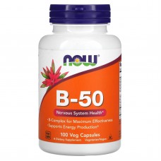Витамины группы В-50, B-50, Now Foods, комплекс, 100 вегетарианских капсул Витамины группы В-50, B-50, Now Foods, комплекс, 100 вегетарианских капсул