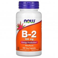 Рибофлавин, Vitamin B-2, Now Foods, 100 мг, 100 растительных капсул