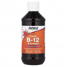 Вітамін В12, Liquid B-12, Now Foods, B-комплекс, рідкий, 237 мл