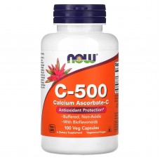 Витамин С и аскорбат кальция, Vitamin C-500 Calcium Ascorbate-C, NOW Foods, 100 вегетарианских капсул Витамин С и аскорбат кальция, Vitamin C-500 Calcium Ascorbate-C, NOW Foods, 100 вегетарианских капсул