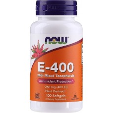 Витамин Е, E-400, Now Foods, со смешанными токоферолами, 268 мг (400 МЕ), 100 гелевых капсул Витамин Е, E-400, Now Foods, со смешанными токоферолами, 268 мг (400 МЕ), 100 гелевых капсул