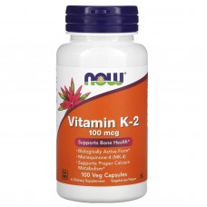 Витамин К-2, Vitamin K-2, Now Foods, 100 мкг, 100 вегетарианских капсул Витамин К-2, Vitamin K-2, Now Foods, 100 мкг, 100 вегетарианских капсул