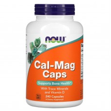 Кальций и магний, Cal-Mag Caps, Now Foods, с микроэлементами и витамином D, 240 капсул