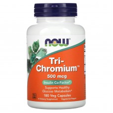 Хром, Tri-Chromium, Now Foods, 500 мкг, 180 вегетарианских капсул