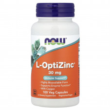 ОптіЦинк, L-OptiZinc, Now Foods, 30 мг, 100 вегетаріанських капсул
