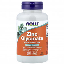 Гліцинат цинку, Zinc Glycinate, Now Foods, 120 гелевих капсул