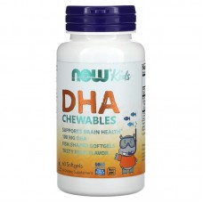 Рыбий жир для детей с фруктовым вкусом, Kid's DHA, Now Foods, 100 мг, 60 гелевых капсул