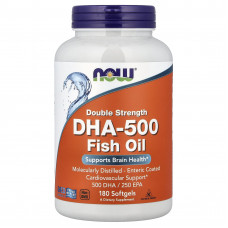 Докозагексаєнова кислота (ДГК), DHA-500, Now Foods, подвійна сила, 180 гелевих капсул