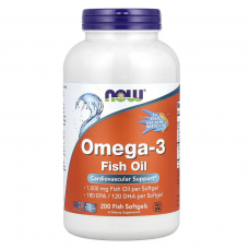Омега-3 рыбий жир, Omega-3 Fish Oil, NOW Foods, 2000 мг, 200 рыбных гелевых капсул (1000 мг в капсуле)