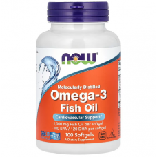 Омега-3, Omega-3, Now Foods, 180 ЭПК/ 120 ДГК, 100 гелевых капсул