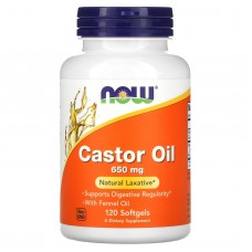 Касторовое масло, Castor Oil, NOW Foods, 650 мг, 120 гелевых капсул