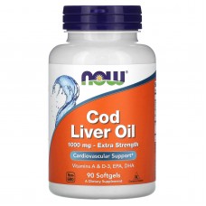 Рыбий жир из печени трески, Cod Liver Oil, Now Foods, 1000 мг, 90 гелевых капсул