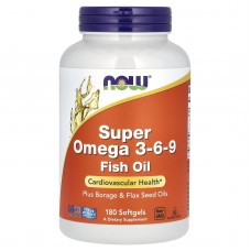 Супер омега 3-6-9, Super Omega 3-6-9,  Now Foods, 1200 мг, 180 гелевых капсул