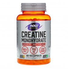 Креатин моногидрат, Creatine Monohydrate, Now Foods, Sports, 750 мг, 120 вегетарианских капсул Креатин моногидрат, Creatine Monohydrate, Now Foods, Sports, 750 мг, 120 вегетарианских капсул