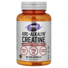 Креатин, Kre-Alkalyn Creatine, NOW Foods, Sports, 120 вегетаріанських капсул (750 мг на капсулу)