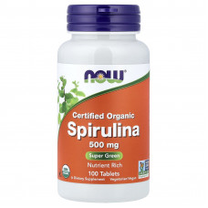 Спіруліна, Spirulina, Now Foods, сертифікована, органічна, 500 мг, 100 таблеток Спіруліна, Spirulina, Now Foods, сертифікована, органічна, 500 мг, 100 таблеток