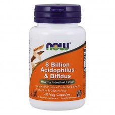 Пробиотики, Acidophilus & Bifidus, Now Foods, 8 млрд КОЕ, 60 вегетарианских капсул