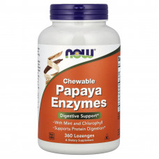 Папаїн, Papaya Enzymes, NOW Foods, жувальні ферменти, 360 льодяників