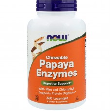 Папаїн, Papaya Enzymes, NOW Foods, жувальні ферменти, 360 льодяників
