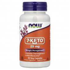 7 кето Дегідроепіандростерон, 7-KETO, NOW Foods, 90 вегетаріанських капсул (25 мг на капсулу)