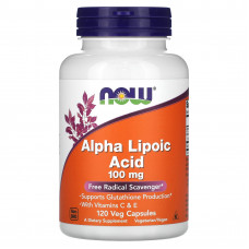 Альфа-ліпоєва кислота, Alpha Lipoic Acid, Now Foods, 100 мг, 120 вегетаріанських капсул