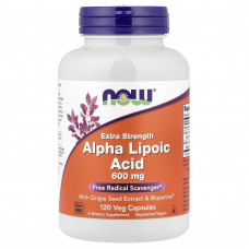 Альфа-ліпоєва кислота, Alpha Lipoic Acid, Now Foods, підвищена міцність, 600 мг, 120 вегетаріанських капсул