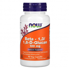 Бета глюкан, Beta-1,3/1,6-D-Glucan, Now Foods, 100 мг, 90 вегетарианских капсул Бета глюкан, Beta-1,3/1,6-D-Glucan, Now Foods, 100 мг, 90 вегетарианских капсул