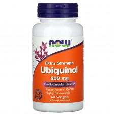 Убихинол, Ubiquinol, Now Foods, экстра сила, 200 мг, 60 гелевых капсул