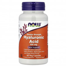 Гіалуронова кислота, Hyaluronic Acid, Now Foods, подвійна сила, 100 мг, 60 вегетаріанських капсул