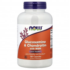 Глюкозамін та хондроїтин з MСM, Glucosamine & Chondroitin with MSM, NOW Foods, 180 рослинних капсул
