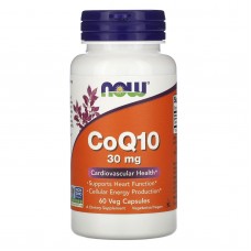 Коэнзим Q10, CoQ10, Now Foods, 30 мг, 60 вегетарианских капсул Коэнзим Q10, CoQ10, Now Foods, 30 мг, 60 вегетарианских капсул