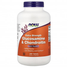 Глюкозамін та хондроїтин, Glucosamine & Chondroitin, Now Foods, екстра сила, 240 таблеток