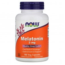 Мелатонин, Melatonin, Now Foods, 3 мг, 180 вегетарианских капсул