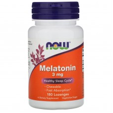Мелатонін, Melatonin, Now Foods, 3 мг, 180 льодяників