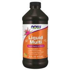 Мультивитамины, Liquid Multi, Now Foods, жидкие, без железа, тропический апельсин, 473 мл