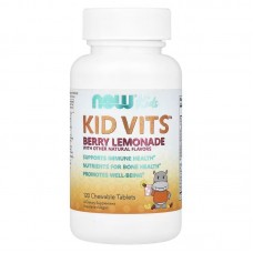 Витамины для детей, Kid Vits, Now Foods, Kids, ягодный лимонад, 120 жевательных таблеток Витамины для детей, Kid Vits, Now Foods, Kids, ягодный лимонад, 120 жевательных таблеток