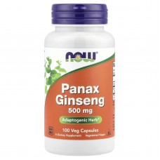 Женьшень, Panax Ginseng, Now Foods, 500 мг, 100 вегетарианских  капсул