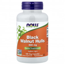 Чорний горіх (Black Walnut), Now Foods, шкаралупа, 500 мг, 100 вегетаріанських капсул