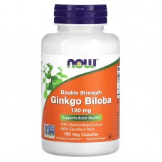 Гинкго Билоба, Ginkgo Biloba, Now Foods, двойная сила, 120 мг, 100 вегетарианских капсул Гинкго Билоба, Ginkgo Biloba, Now Foods, двойная сила, 120 мг, 100 вегетарианских капсул