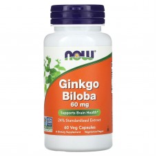 Гинкго Билоба, Ginkgo Biloba, NOW Foods, 60 мг, 60 вегетарианских капсул Гинкго Билоба, Ginkgo Biloba, NOW Foods, 60 мг, 60 вегетарианских капсул