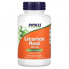 Корень солодки, Licorice Root, Now Foods, 450 мг, 100 вегетарианских капсул Корень солодки, Licorice Root, Now Foods, 450 мг, 100 вегетарианских капсул