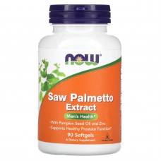 Со Пальметто с маслом семян тыквы и цинком, Saw Palmetto, Now Foods, мужское здоровье, экстракт, 160 мг, 90 гелевых капсул