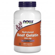 Гидролизат говяжьего желатина, Beef Gelatin, Now Foods, 550 мг, 200 капсул Гидролизат говяжьего желатина, Beef Gelatin, Now Foods, 550 мг, 200 капсул