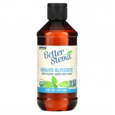 Стевия, Better Stevia, Now Foods, жидкий подсластитель с нулевой калорийностью, органик глицерит, 237 мл