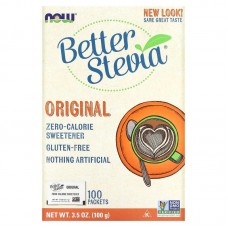 Стевия, BetterStevia, Now Foods, подсластитель с нулевой калорийностью, оригинальный, 100 пакетов, 100 г