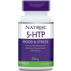 5-гидрокситриптофан, 5-HTP, Natrol, 50 мг, 45 капсул 5-гидрокситриптофан, 5-HTP, Natrol, 50 мг, 45 капсул