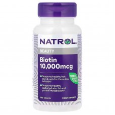 Биотин максимум, Biotin, Natrol, 10000 мкг, 100 таблеток Биотин максимум, Biotin, Natrol, 10000 мкг, 100 таблеток